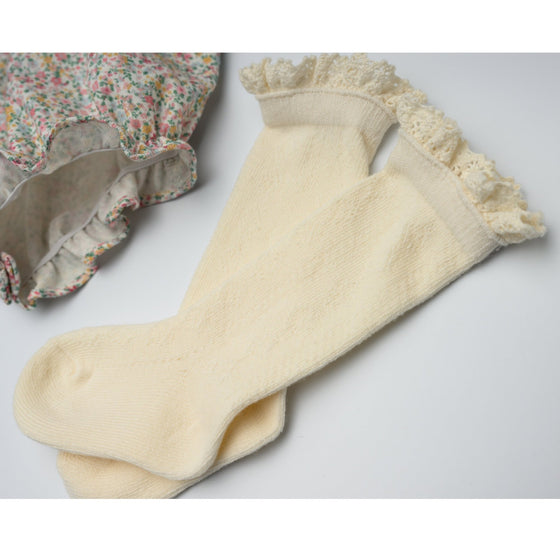 Ivory Lace Top Knee High Socks - Magnolia BabySocks