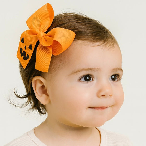 Jack - O - Lantern Pumpkin Hair Bow - Magnolia BabyHair Clips