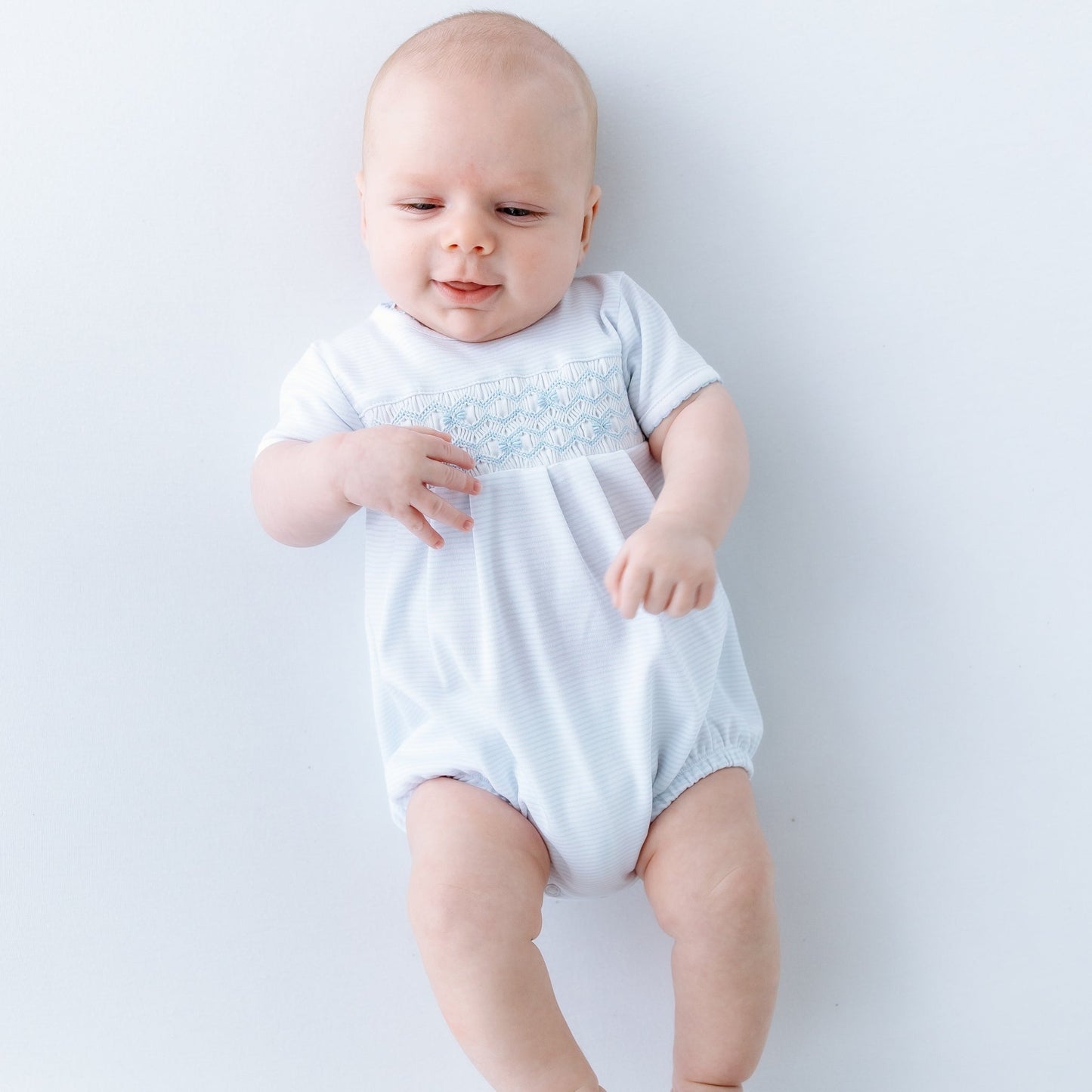 Jacob Smocked Bubble - Light Blue - Magnolia BabyBubble