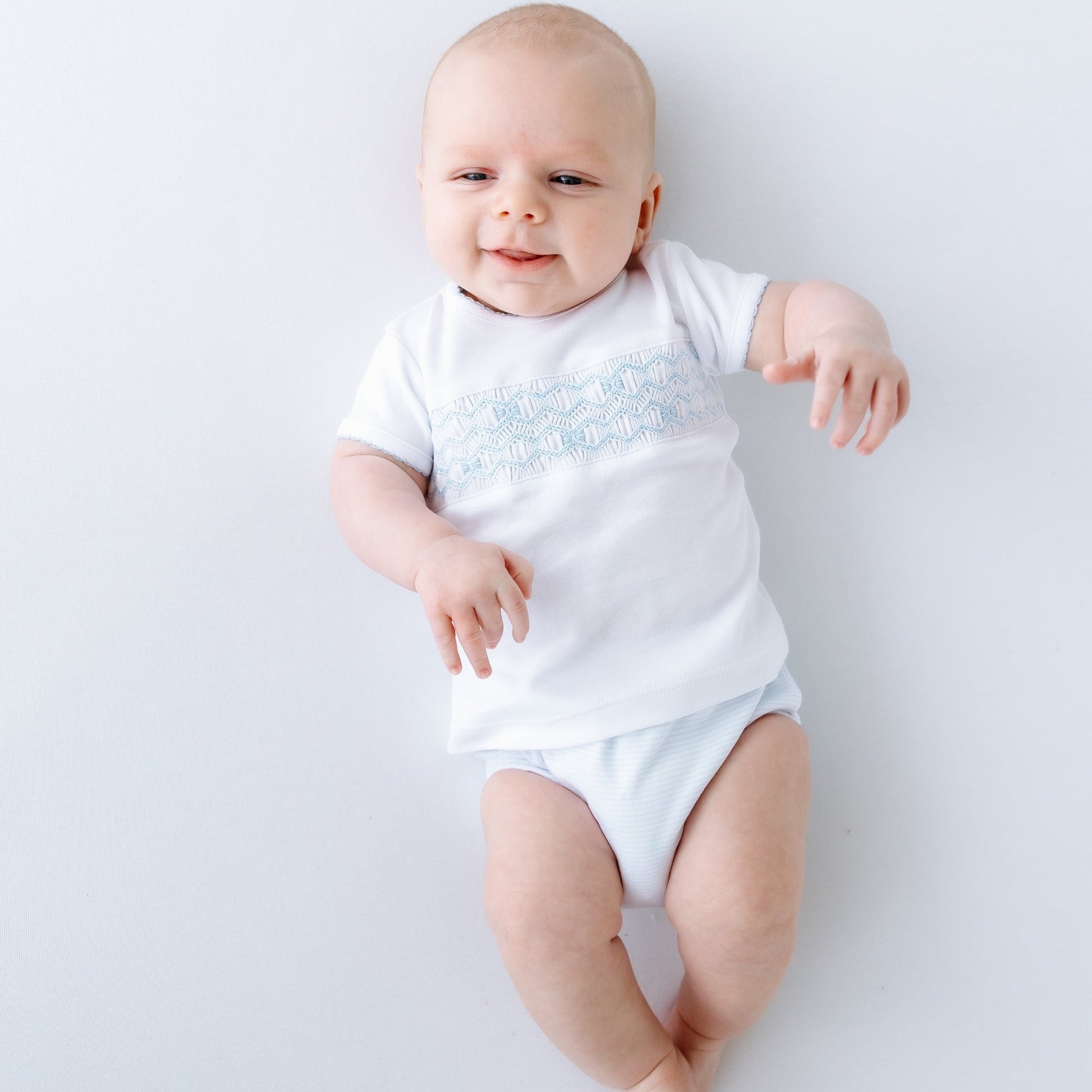 Jacob Smocked Diaper Cover Set - Light Blue - Magnolia BabyDiaper Cover