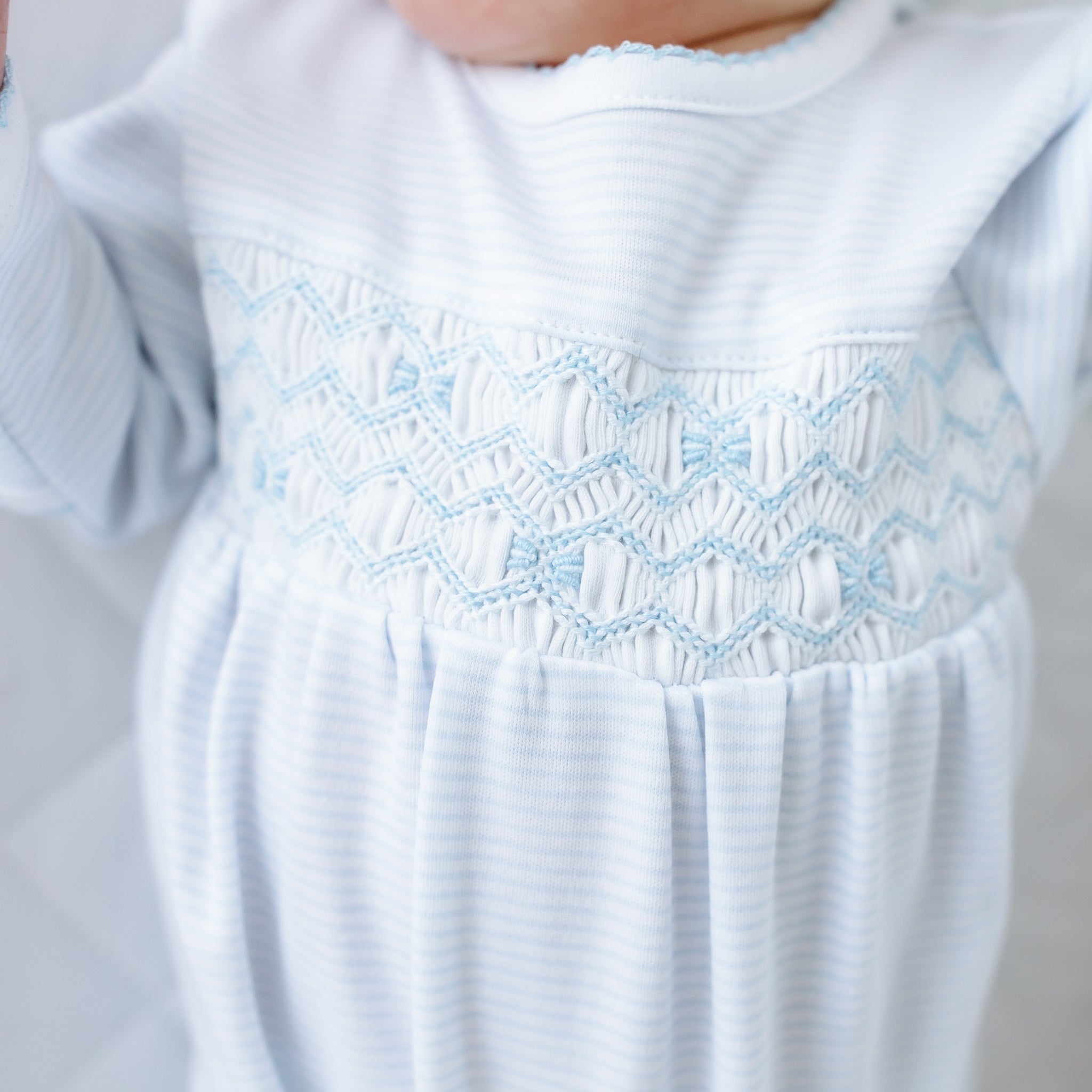 Jacob Smocked Footie - Light Blue - Magnolia BabyFootie