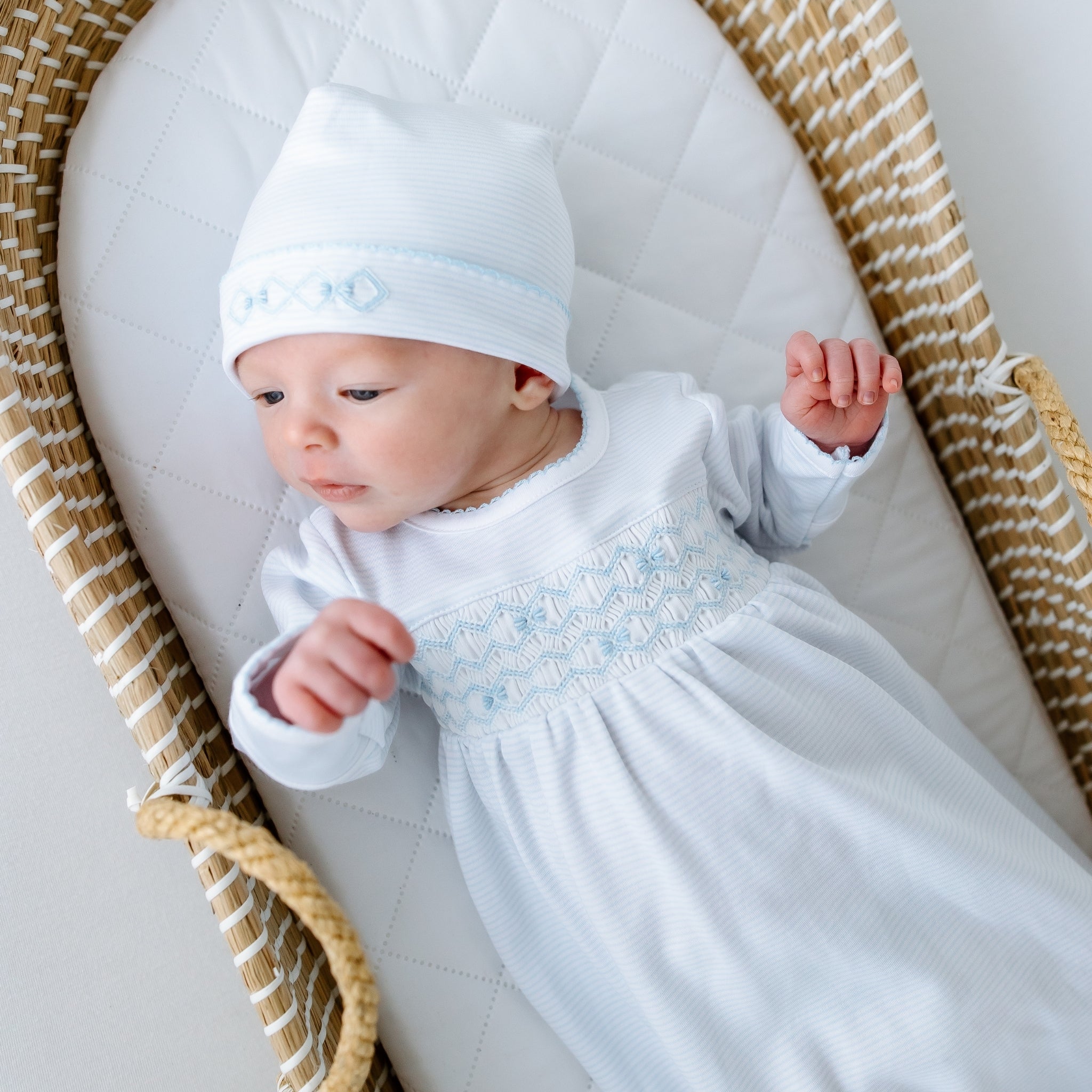 Jacob Smocked Gown - Light Blue - Magnolia BabyGown