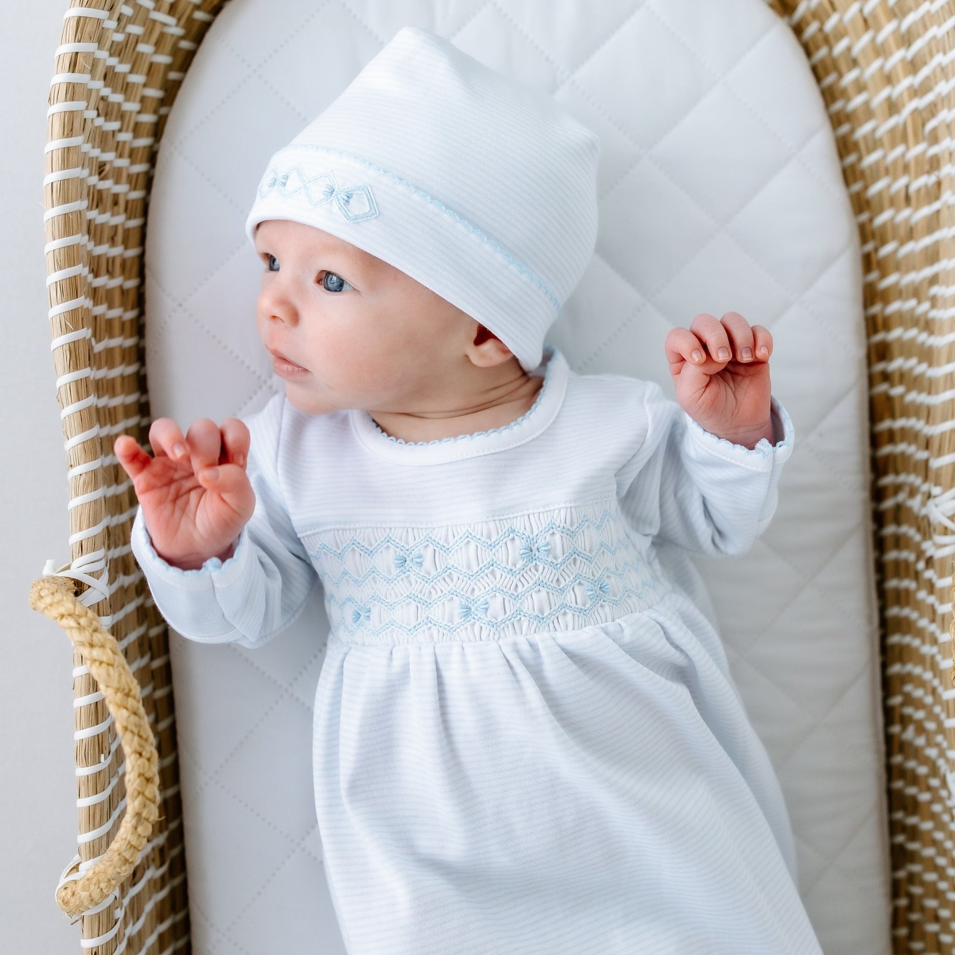 Jacob Smocked Gown - Light Blue - Magnolia BabyGown
