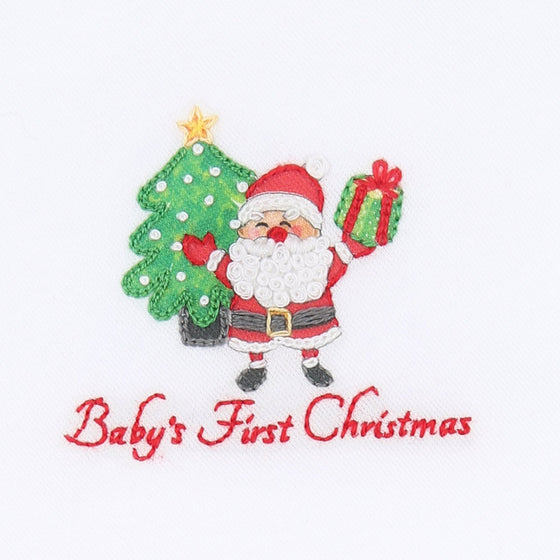 Jolly Holiday Embroidered Baby's First Bib - White - Magnolia BabyBib