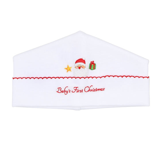 Jolly Holiday Embroidered Baby's First Hat - White - Magnolia BabyHat