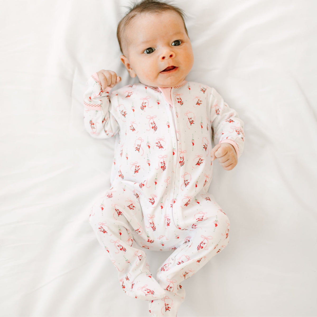 Magnolia Baby_Jolly Ribbons Print Ruffle Zip Footie_1