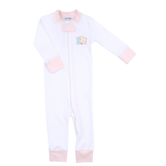 Joy to the World Pink Embroidered Zipper Pajamas - Magnolia BabyZipper Pajamas