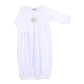Joy to the World White Embroidered Gathered Gown - Magnolia BabyGown