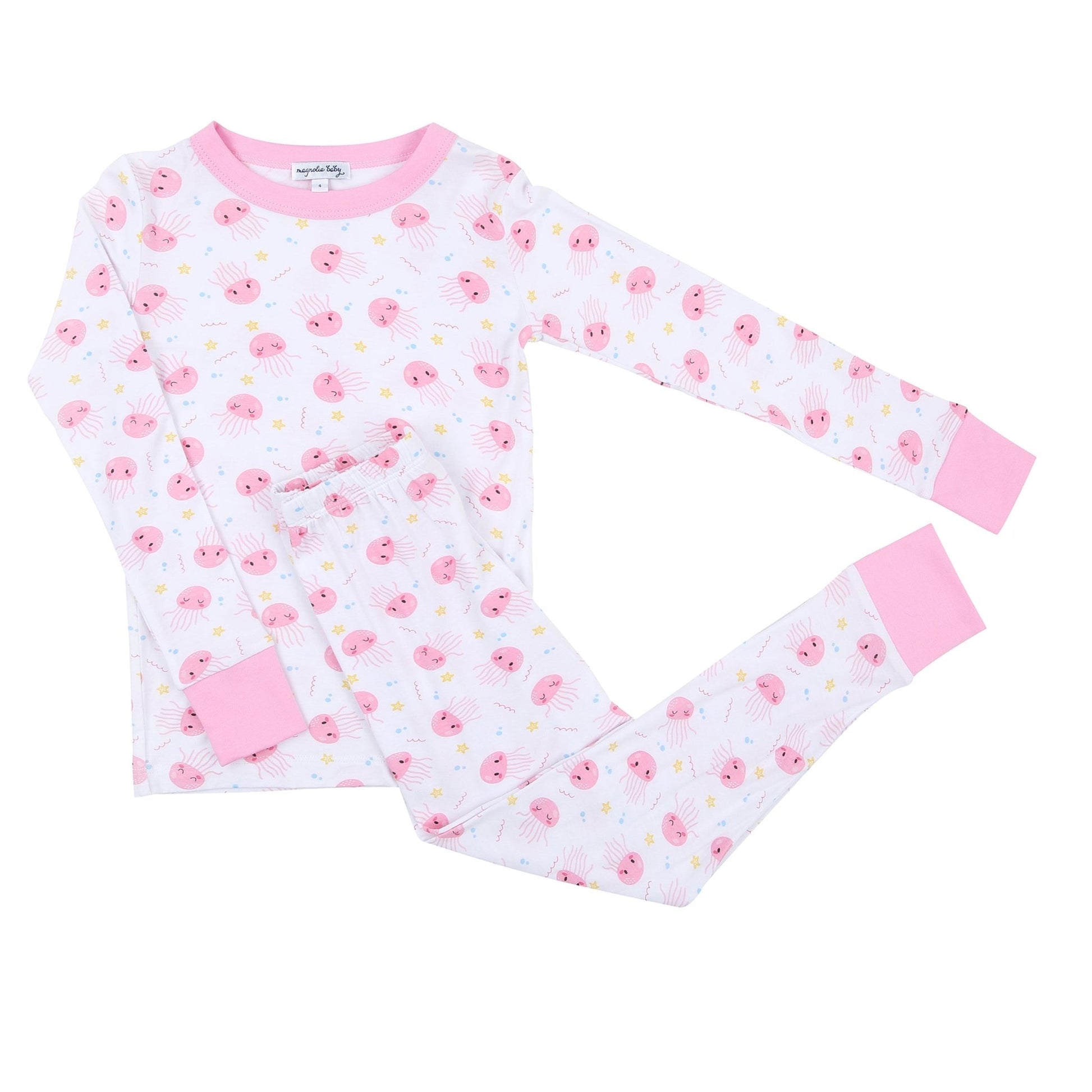 Joyful Jellyfish Infant/Toddler Pink Long Pajamas - Magnolia BabyLong Pajamas