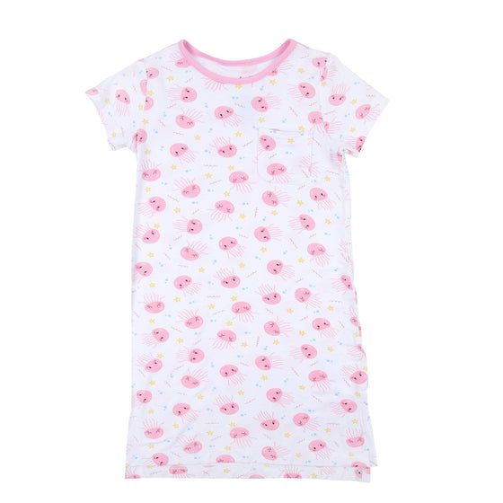 Joyful Jellyfish Toddler Pink Short Sleeve Nightdress - Magnolia BabyNightdress