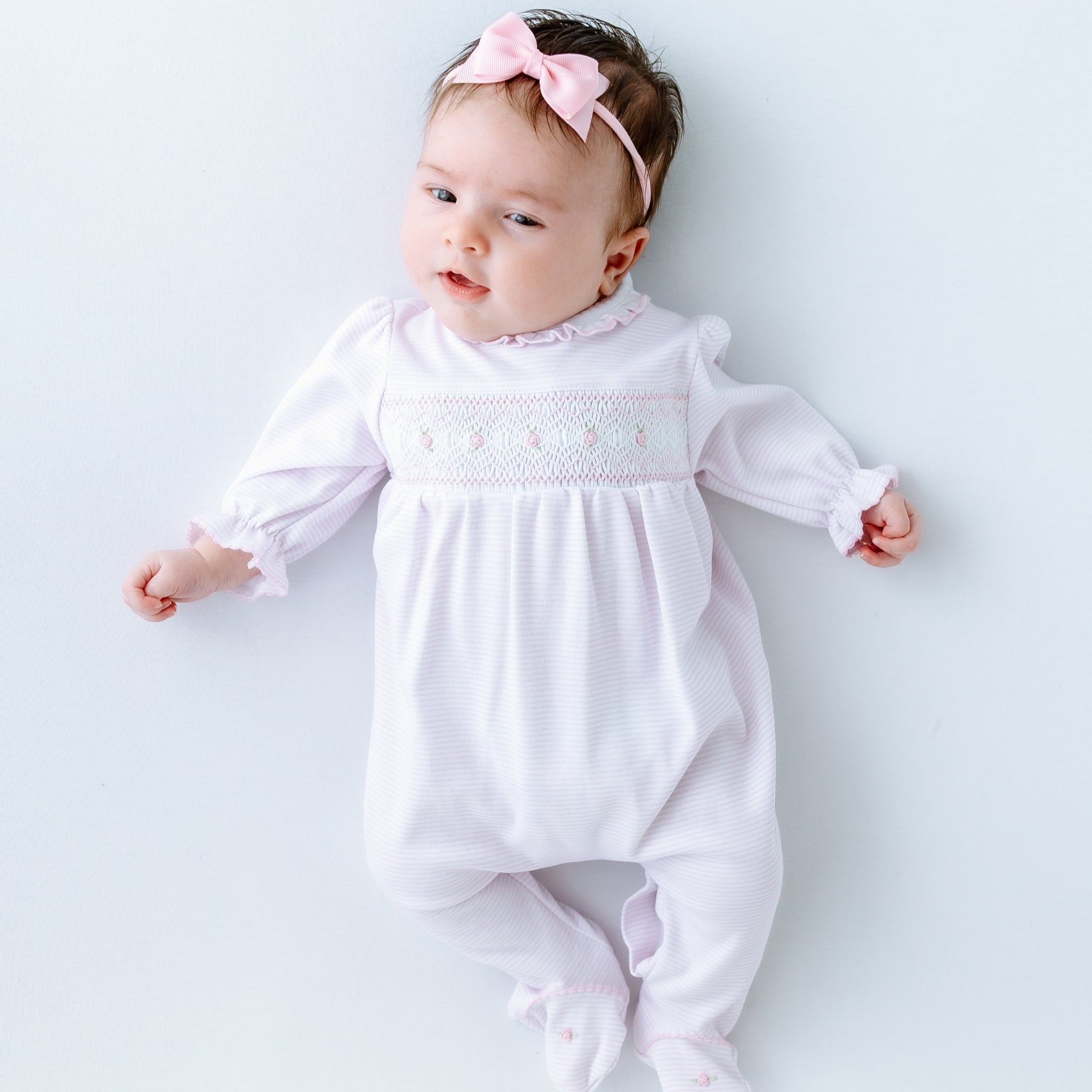 Julia Smocked Footie - Pink - Magnolia BabyFootie