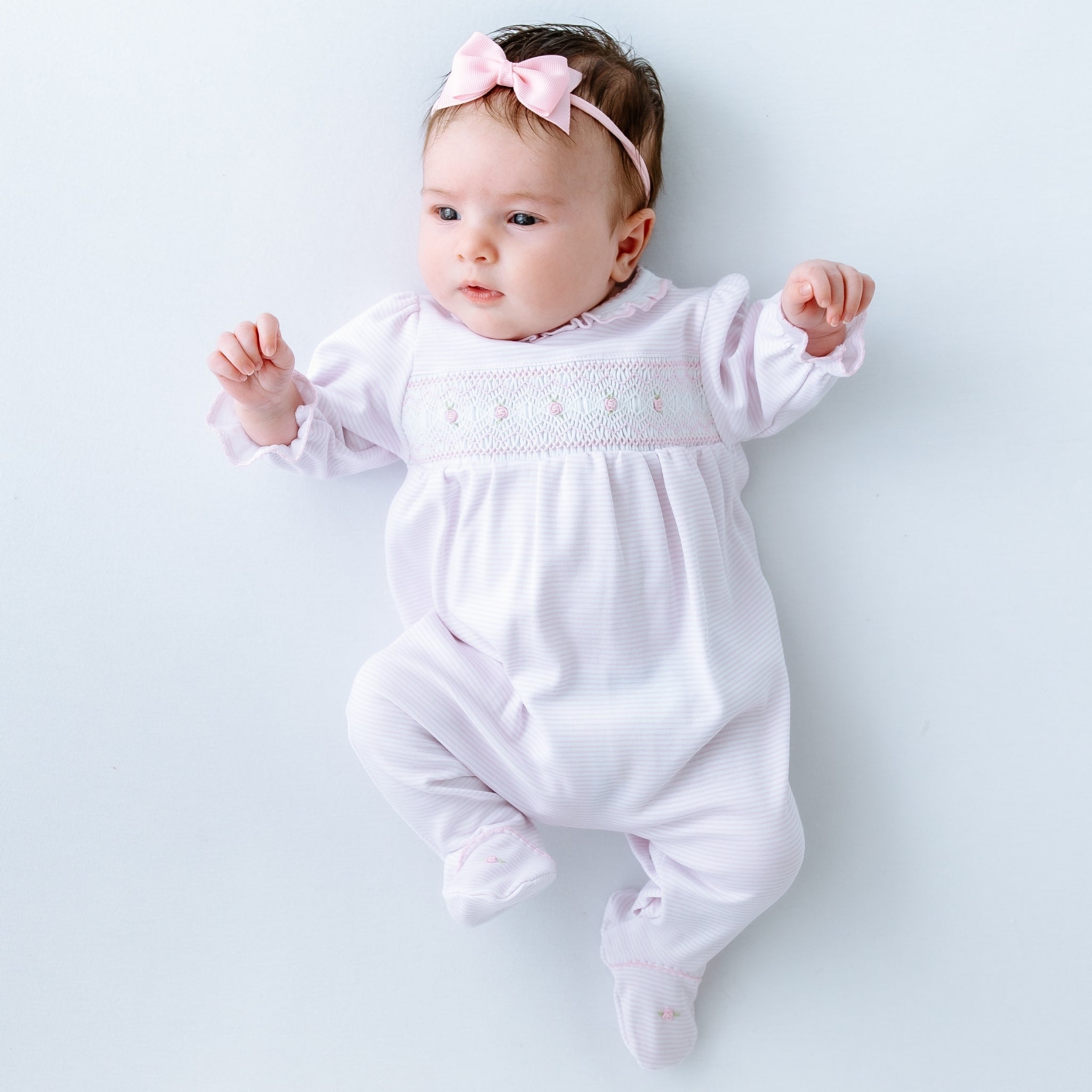 Julia Smocked Footie - Pink - Magnolia BabyFootie