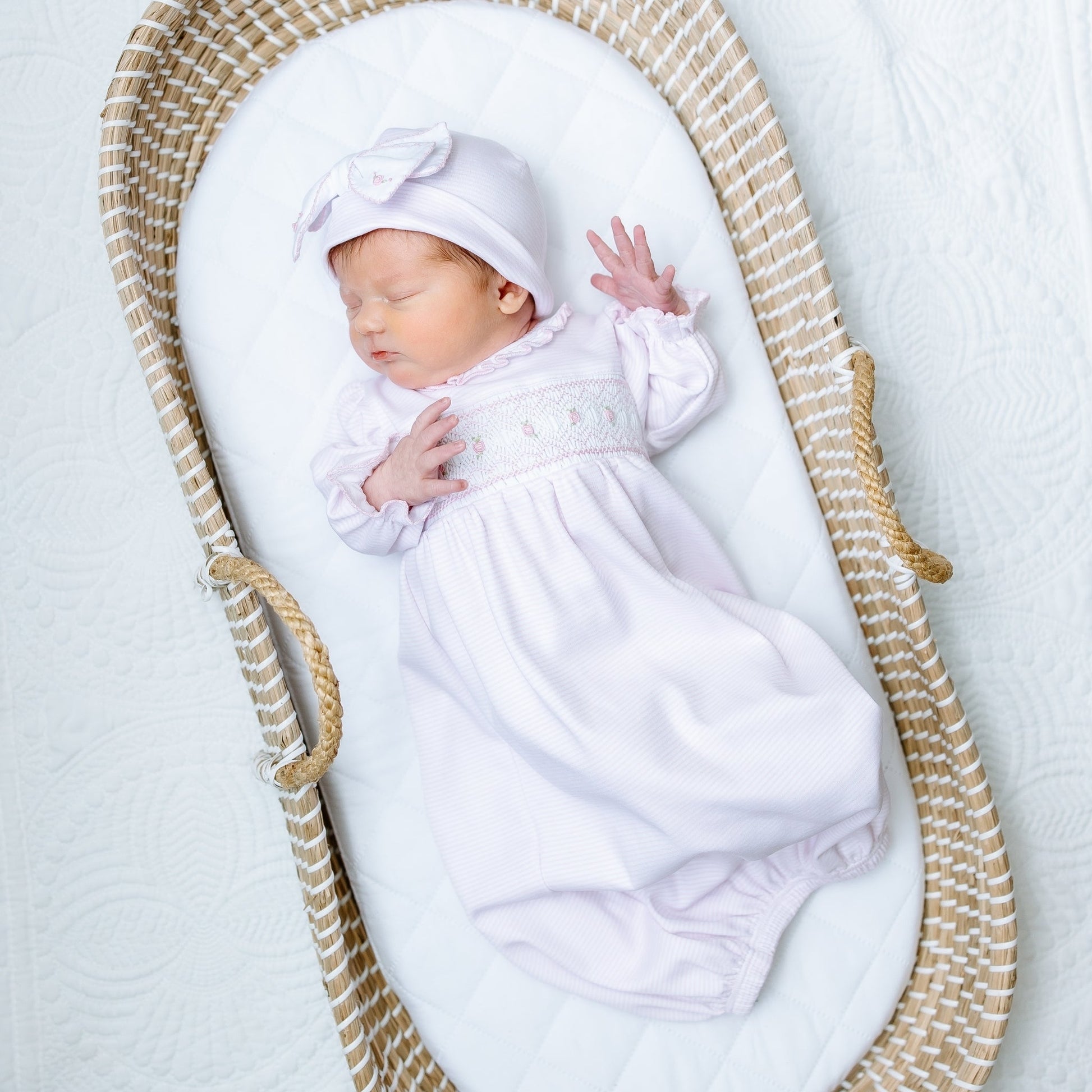 Julia Smocked Gown - Pink - Magnolia BabyGown