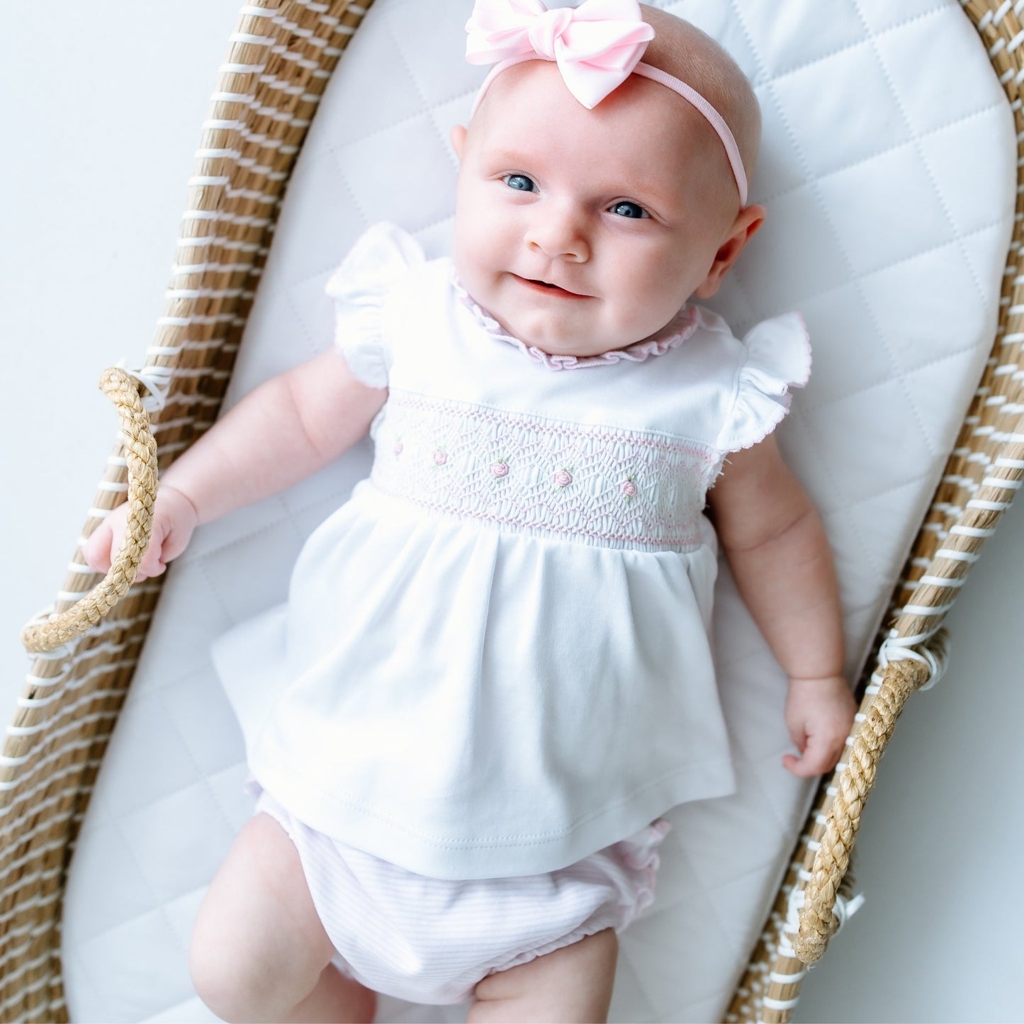 Julia Smocked Ruffle Diaper Cover Set - Pink - Magnolia BabyDiaper Cover