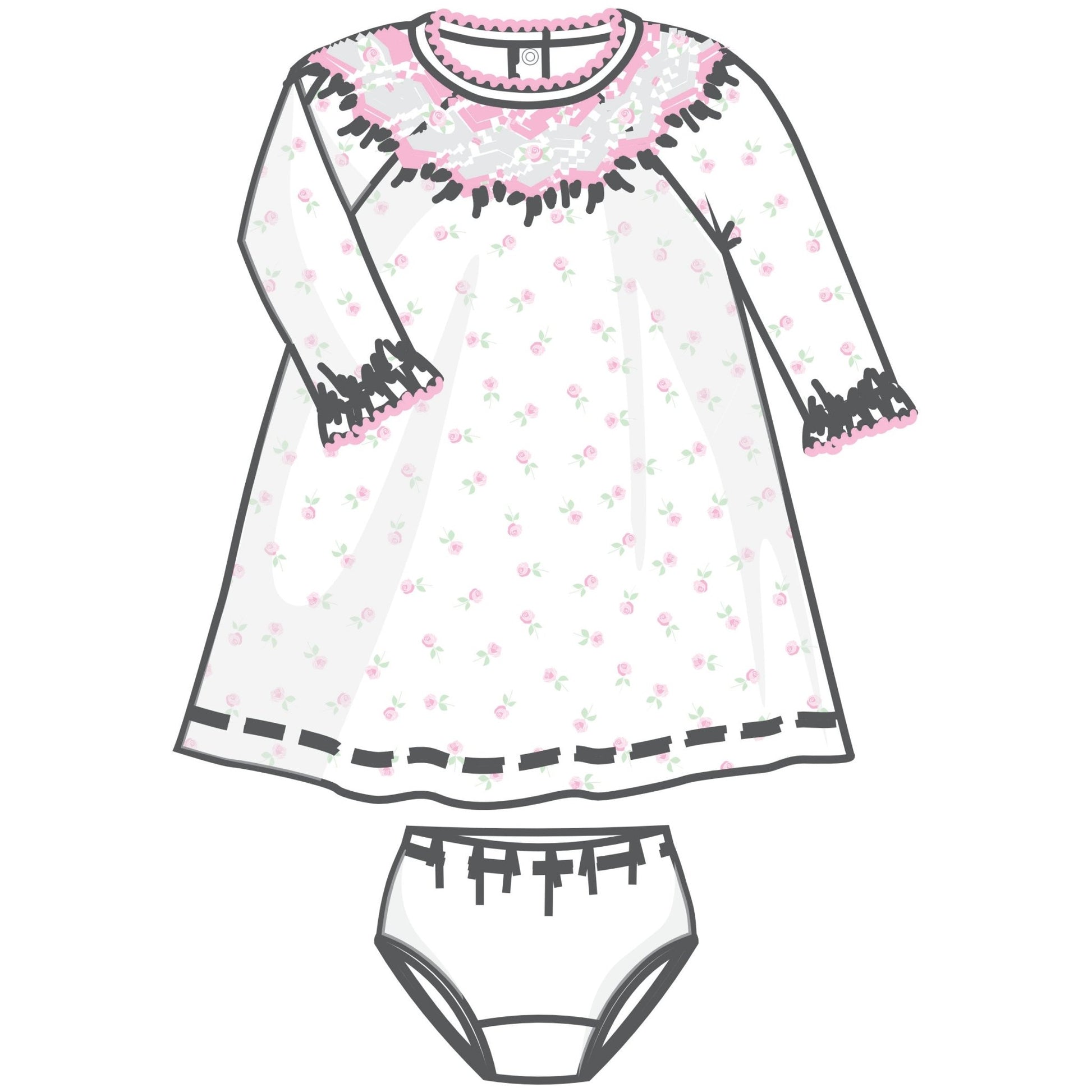 Juliette's Classics Bishop Print Long Sleeve Dress - Magnolia BabyDress