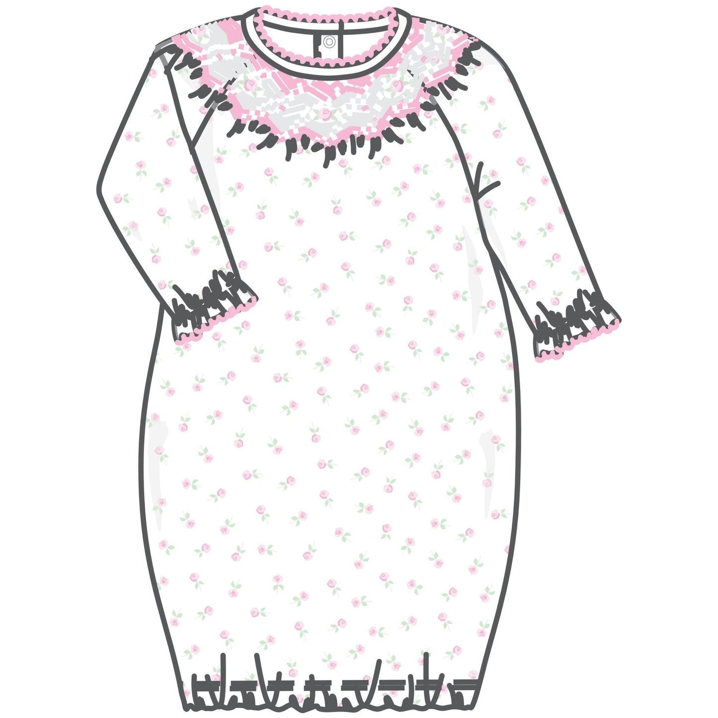 Juliette's Classics Bishop Print Long Sleeve Gown - Magnolia BabyGown
