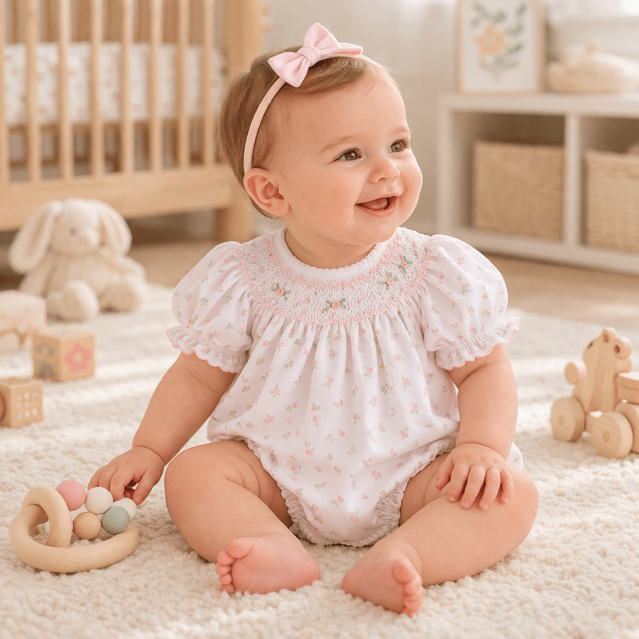 Juliette's Classics Bishop Print Short Sleeve Bubble - Magnolia BabyBubble