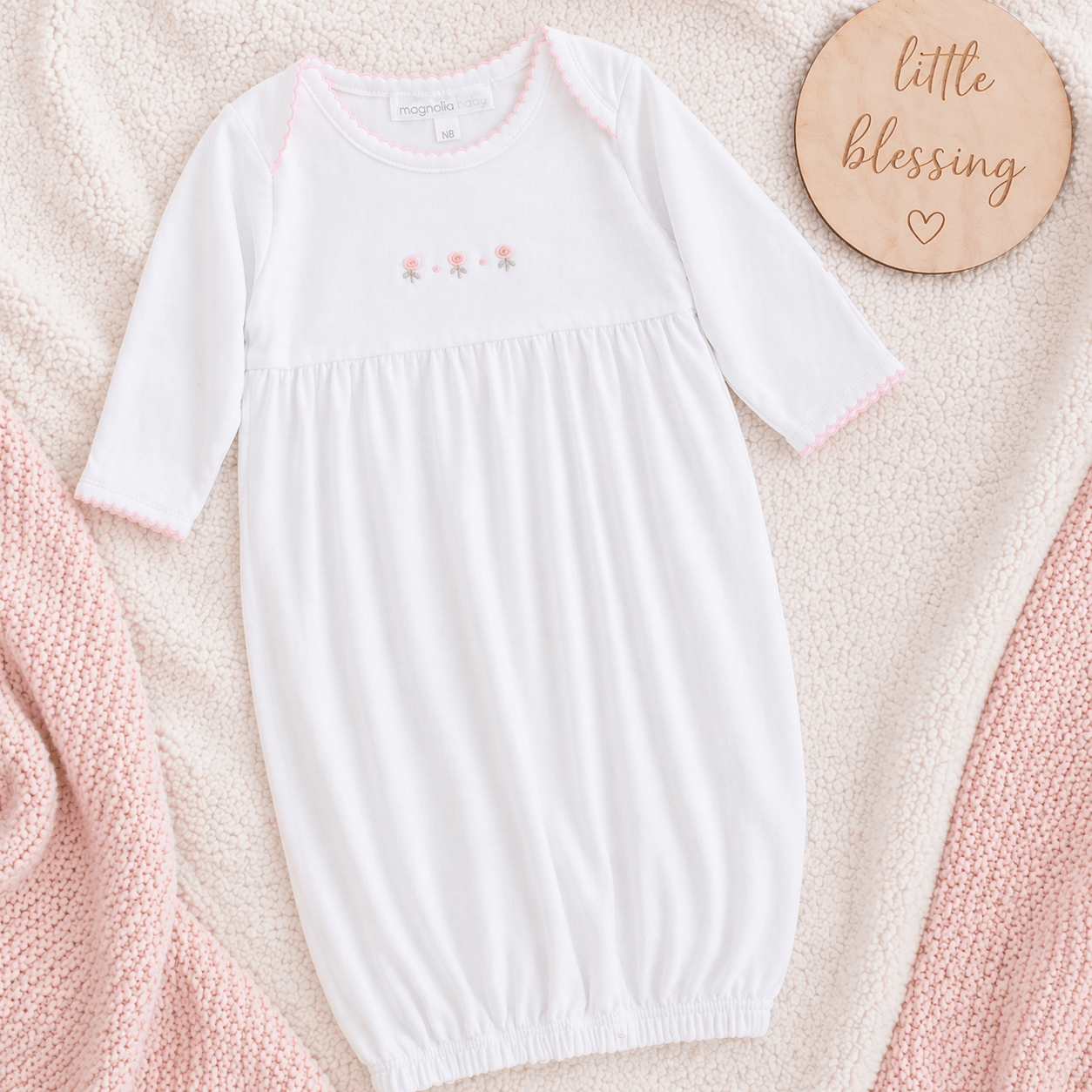 Juliette's Classics Embroidered Gathered Gown - Magnolia BabyGown