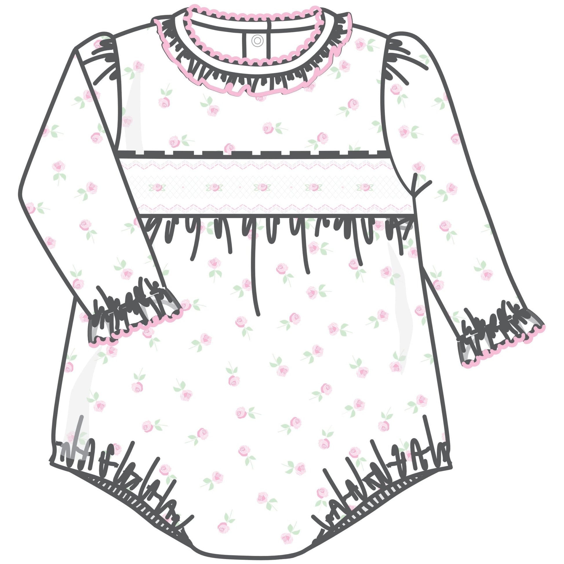 Juliette's Classics Smocked Print Long Sleeve Bubble - Magnolia BabyBubble