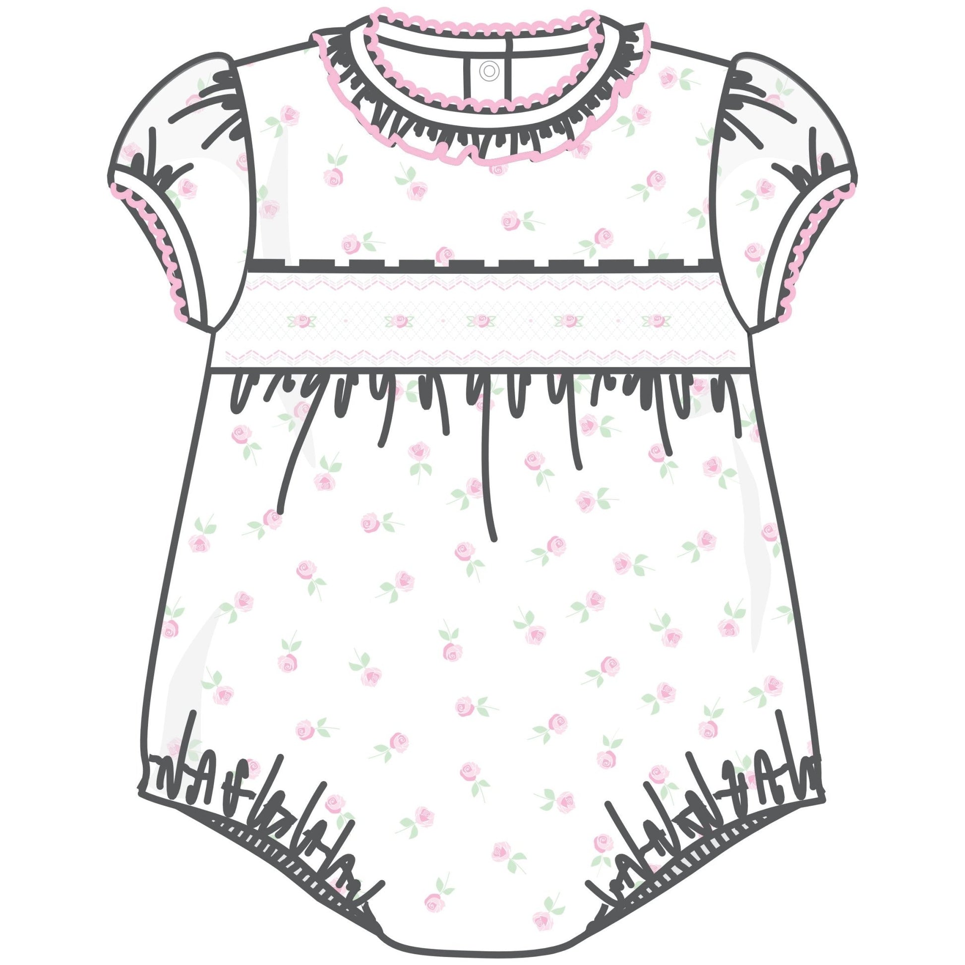 Juliette's Classics Smocked Print Short Sleeve Bubble - Magnolia BabyBubble