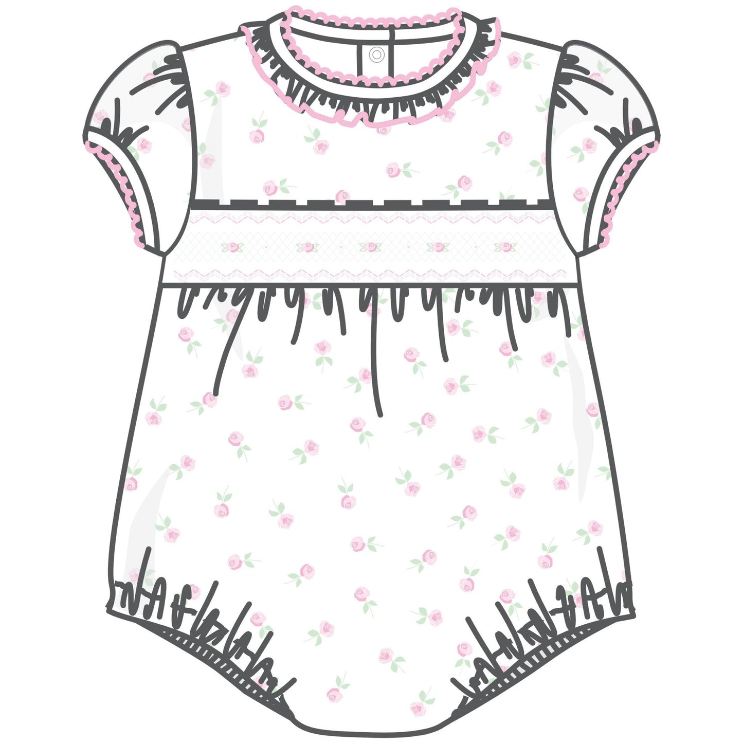 Juliette's Classics Smocked Print Short Sleeve Bubble - Magnolia BabyBubble