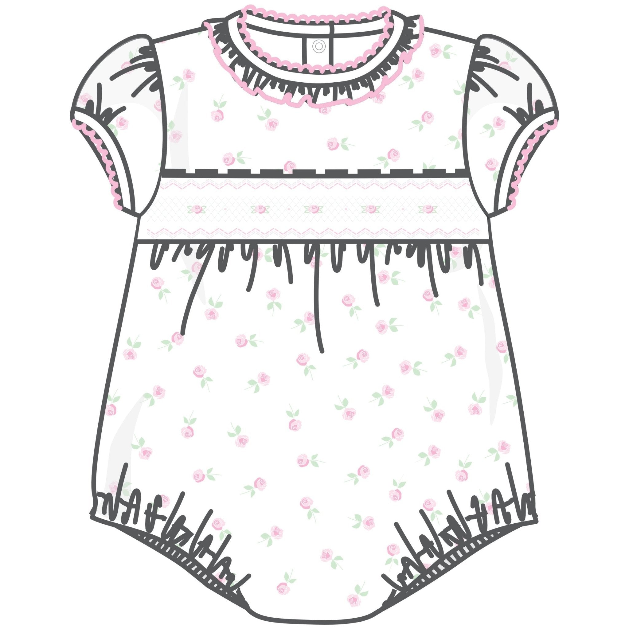 Juliette's Classics Smocked Print Short Sleeve Bubble - Magnolia BabyBubble
