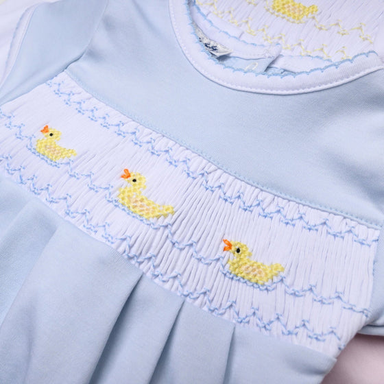 Just Ducky Classics Blue Smocked Bubble - Magnolia BabyBubble