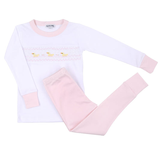 Just Ducky Classics Pink Smocked Big Kids Long Pajamas - Magnolia BabyLong Pajamas