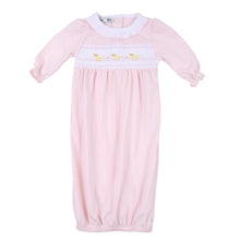  Just Ducky Classics Pink Smocked Long Sleeve Girl Gathered Gown - Magnolia BabyGown