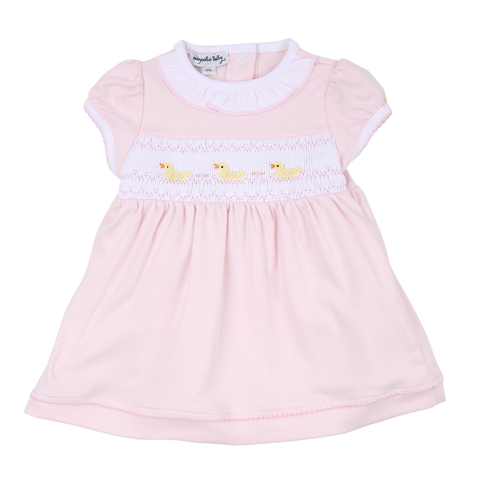 Just Ducky Classics Pink Smocked Short Sleeve Dress Set - Magnolia BabyDress