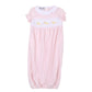Just Ducky Classics Pink Smocked Short Sleeve Girl Gathered Gown - Magnolia BabyGown