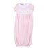 Just Ducky Classics Pink Smocked Short Sleeve Girl Gathered Gown - Magnolia BabyGown