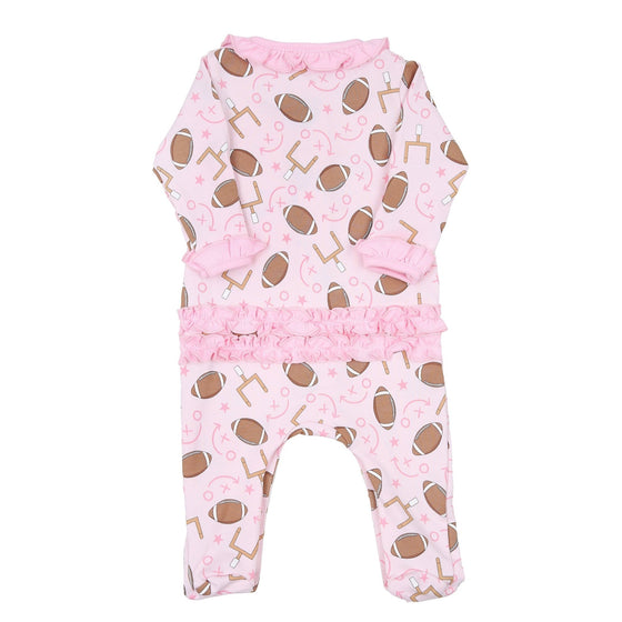 Kick Off! Print Ruffle Footie - Pink - Magnolia BabyFootie