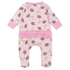 Kick Off! Print Ruffle Zip Footie - Pink - Magnolia BabyFootie