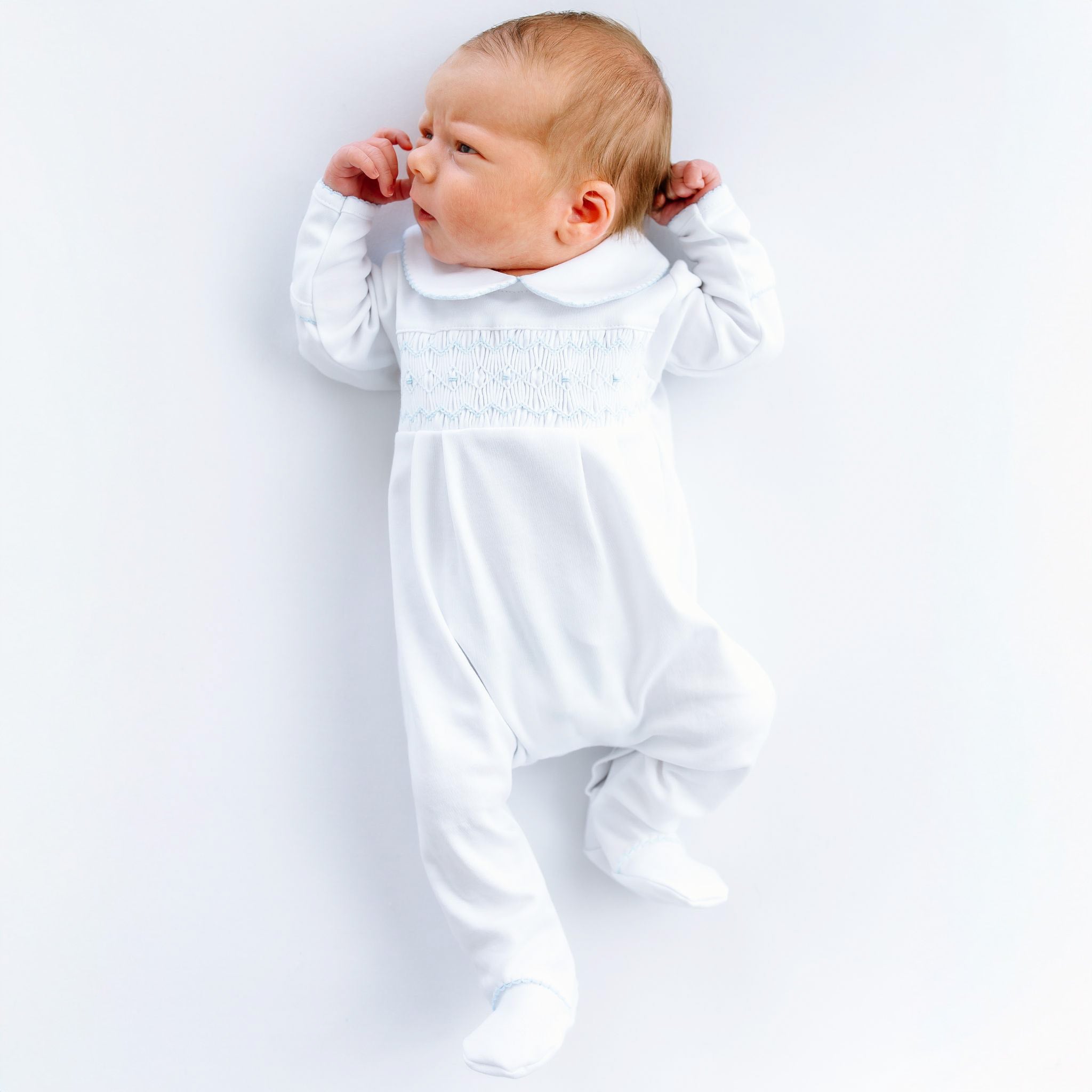 Landon's Classics Smocked Footie - Light Blue - Magnolia BabyFootie