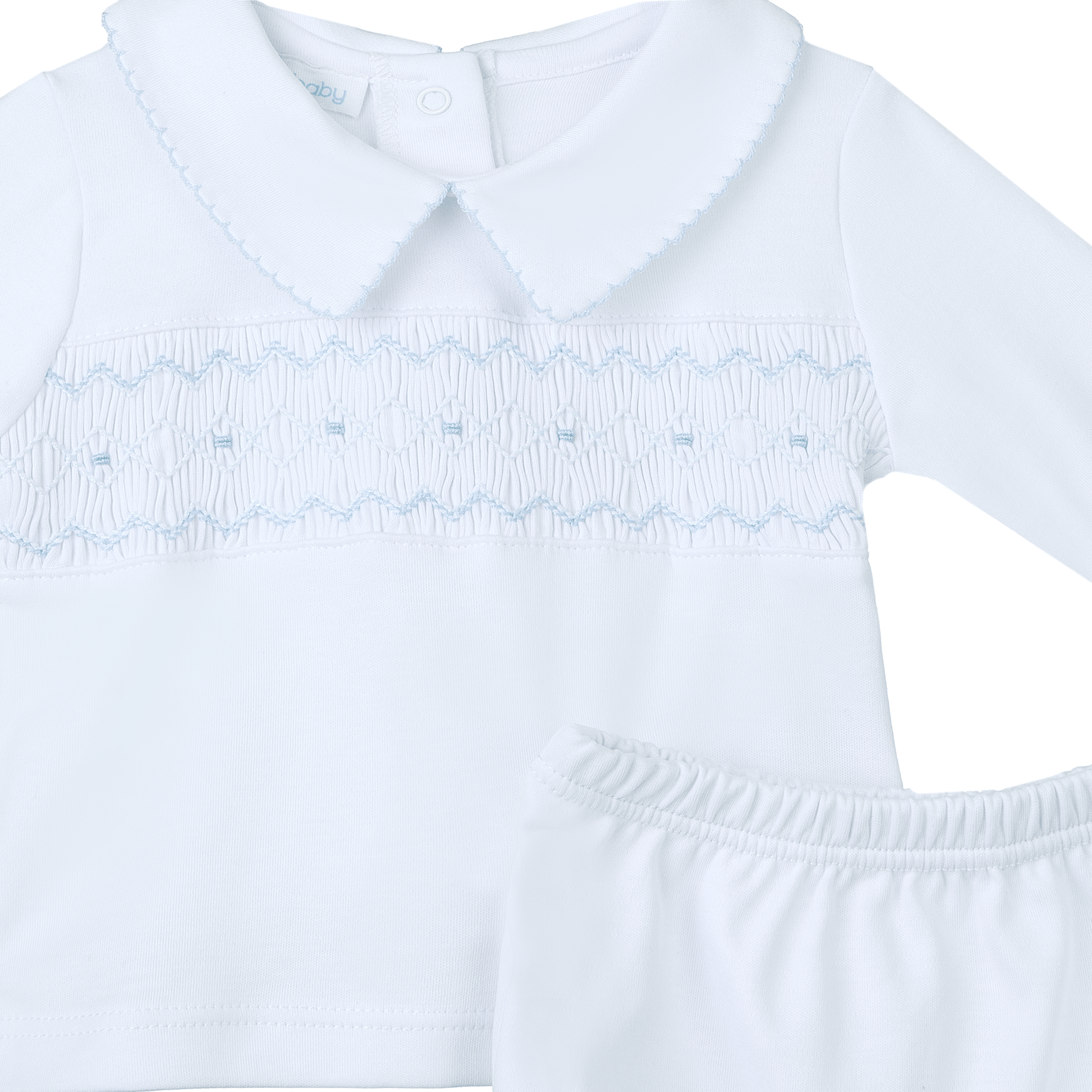 Landon's Classics Smocked Long Sleeve Diaper Cover Set - Light Blue - Magnolia BabyDiaper Cover