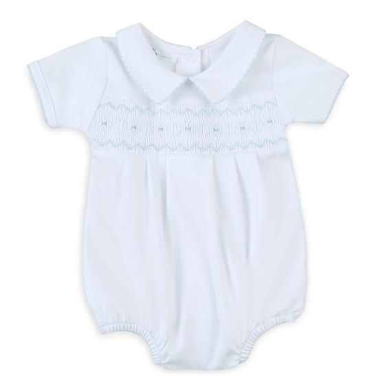 Landon's Classics Smocked Short Sleeve Bubble - Light Blue - Magnolia BabyBubble