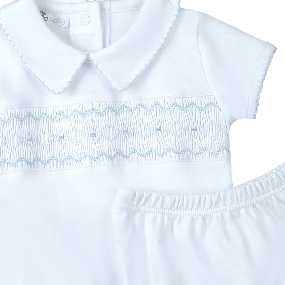 Landon's Classics Smocked Short Sleeve Diaper Cover Set - Light Blue - Magnolia BabyDiaper Cover