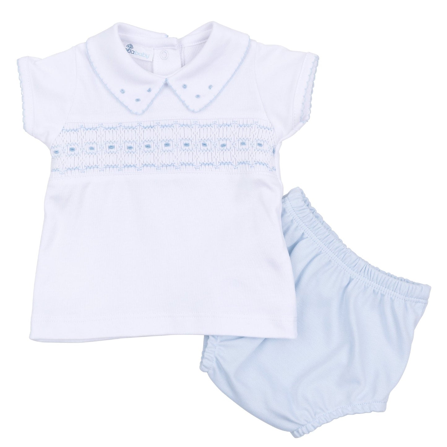 Landry Smocked Diaper Cover Set - Light Blue - Magnolia BabyDiaper Cover