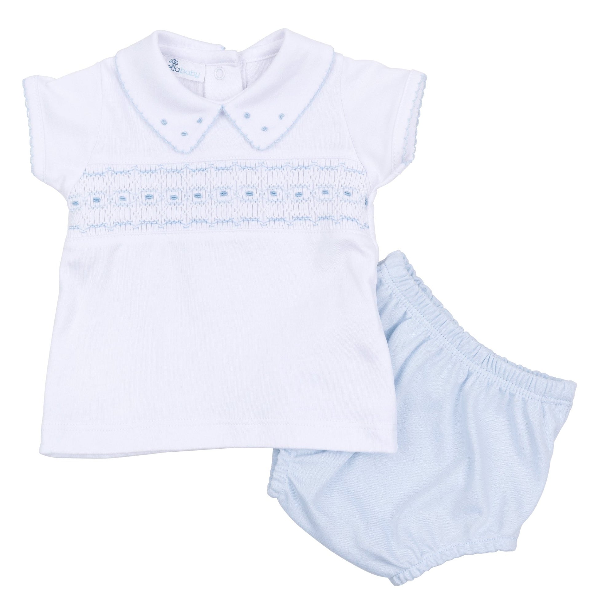 Landry Smocked Diaper Cover Set - Light Blue - Magnolia BabyDiaper Cover