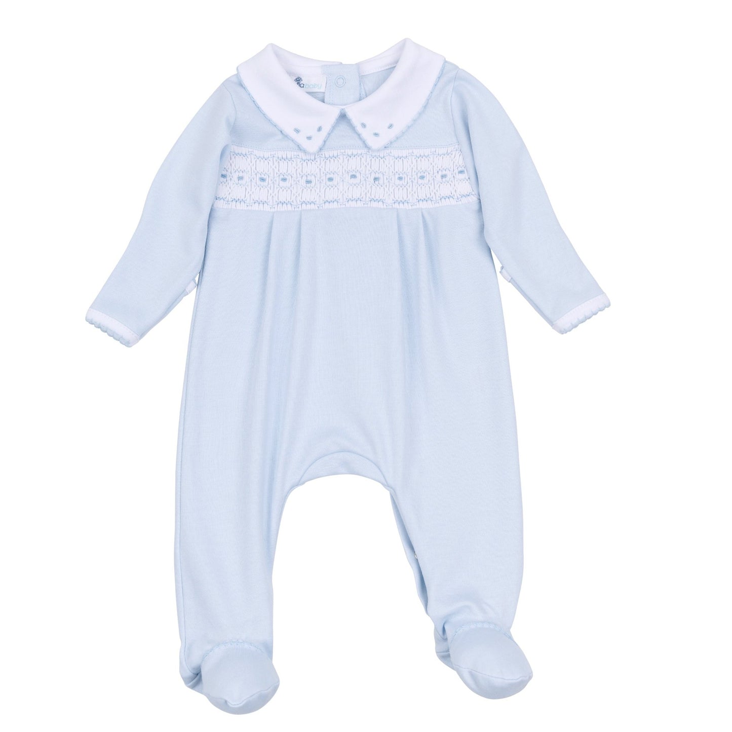 Landry Smocked Footie - Light Blue - Magnolia BabyFootie