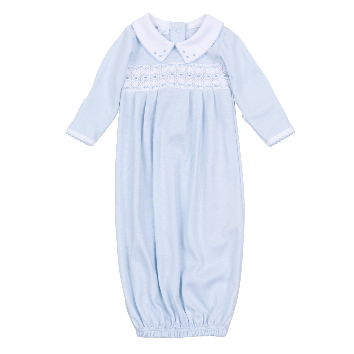 Magnolia Baby_Landry Smocked Pleated Gown - Light Blue_1