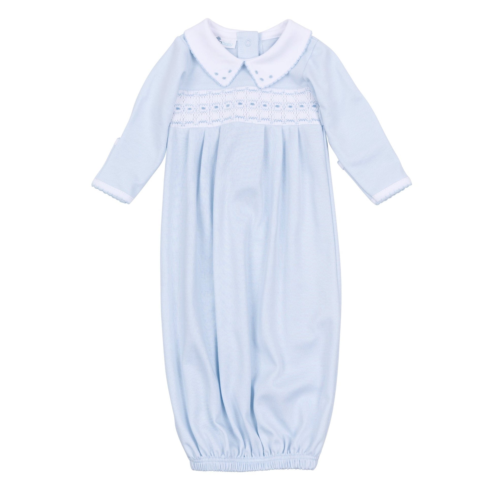 Magnolia Baby_Landry Smocked Pleated Gown - Light Blue_1