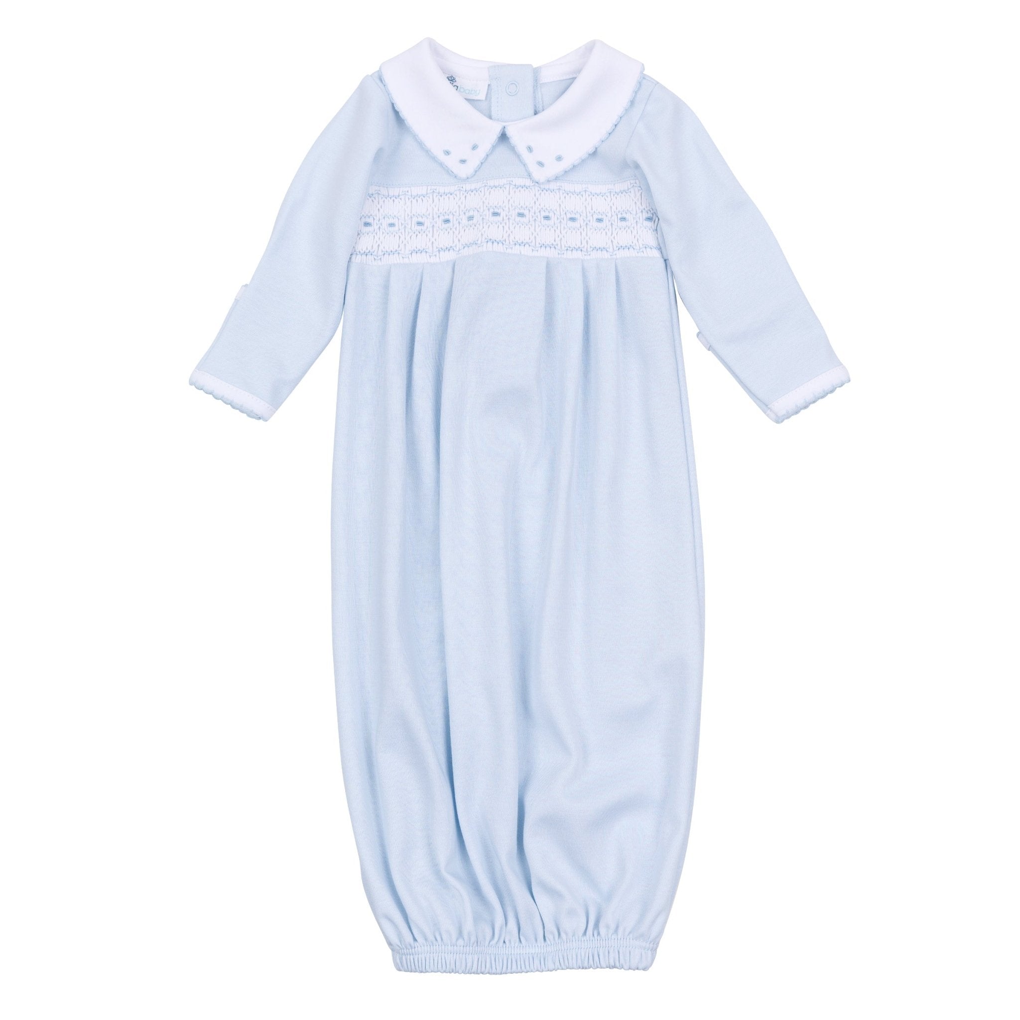 Magnolia Baby_Landry Smocked Pleated Gown - Light Blue_1