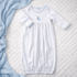 Leaping Bunnies Gathered Gown - Light Blue - Magnolia BabyGown