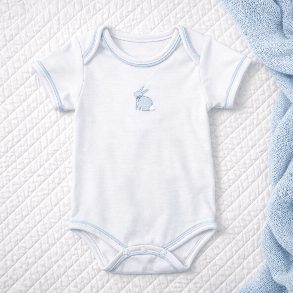 Magnolia Baby_Leaping Bunnies Hand-Embroidered Bodysuit - Light Blue_1