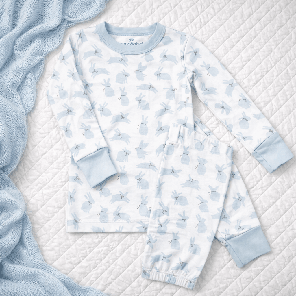 Leaping Bunnies Long Pajamas - Light Blue - Magnolia BabyLong Pajamas