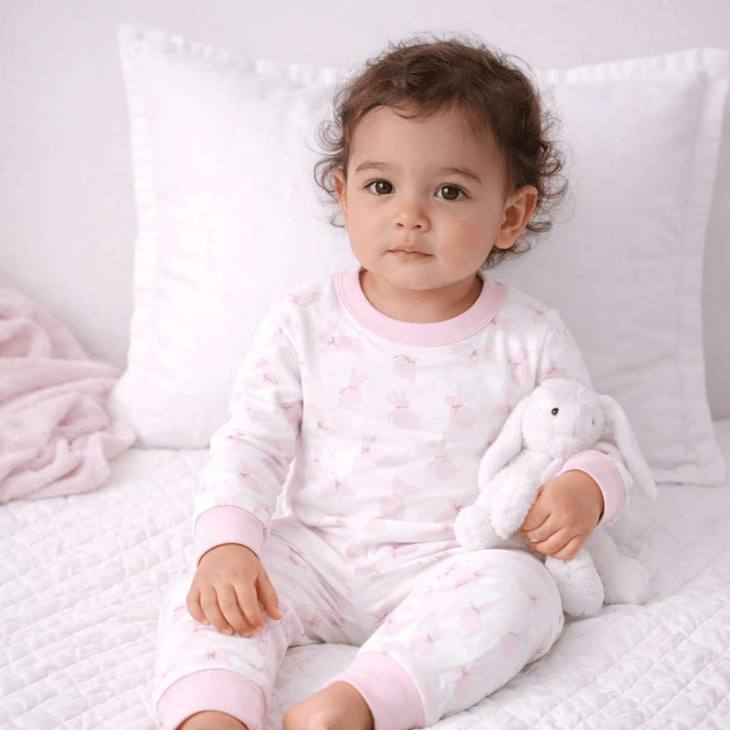 Leaping Bunnies Long Pajamas - Pink - Magnolia BabyLong Pajamas