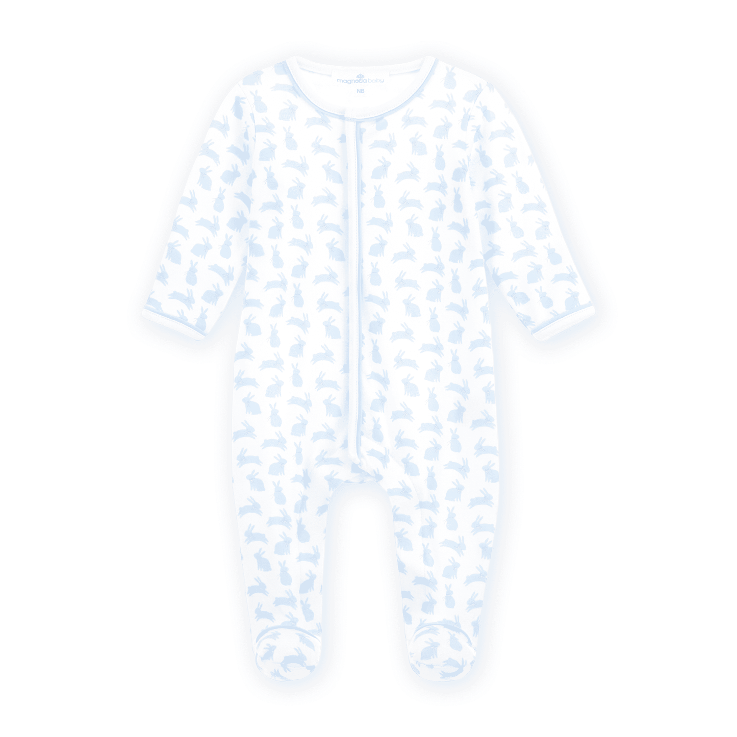 Leaping Bunnies Print Footie - Light Blue - Magnolia BabyFootie