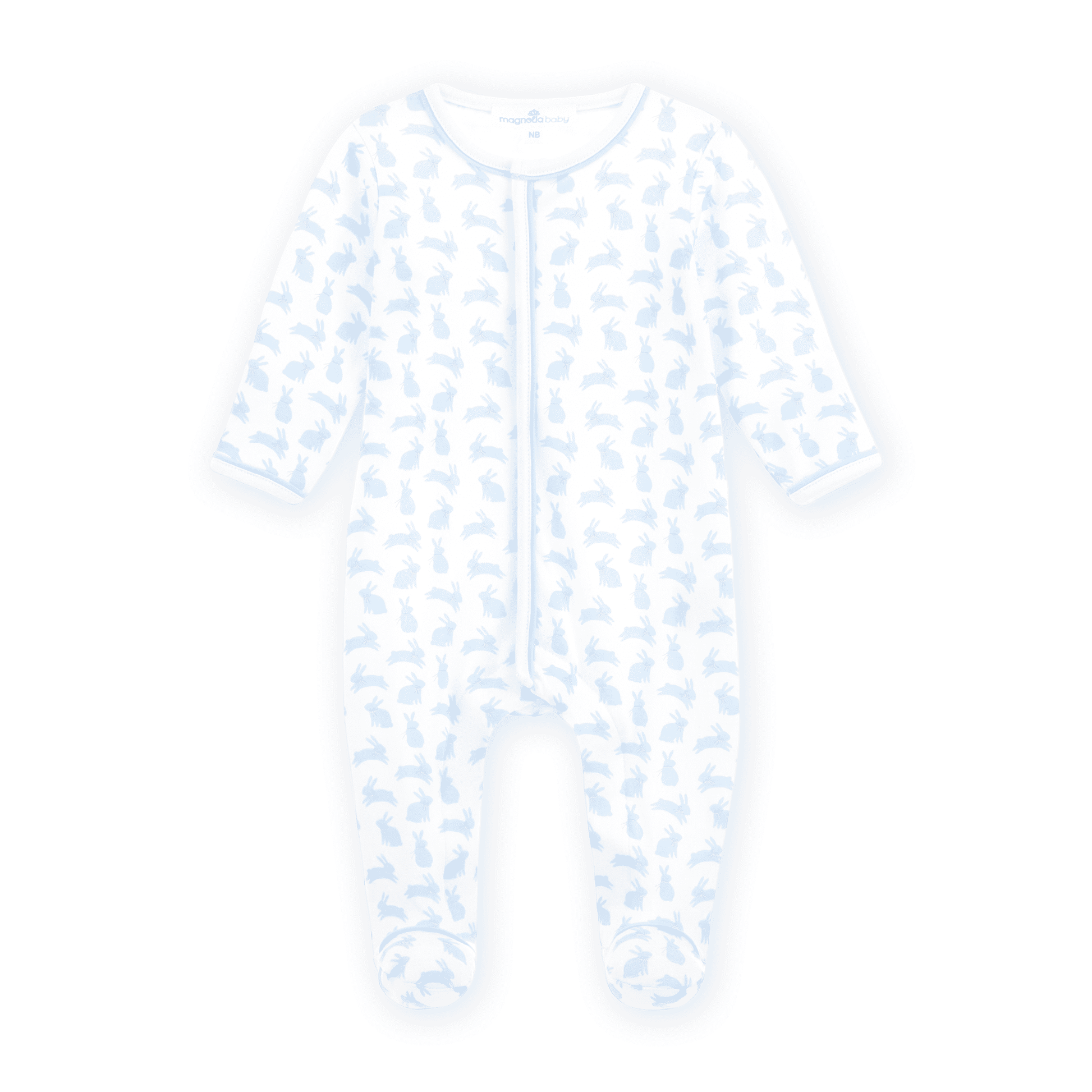 Leaping Bunnies Print Footie - Light Blue - Magnolia BabyFootie